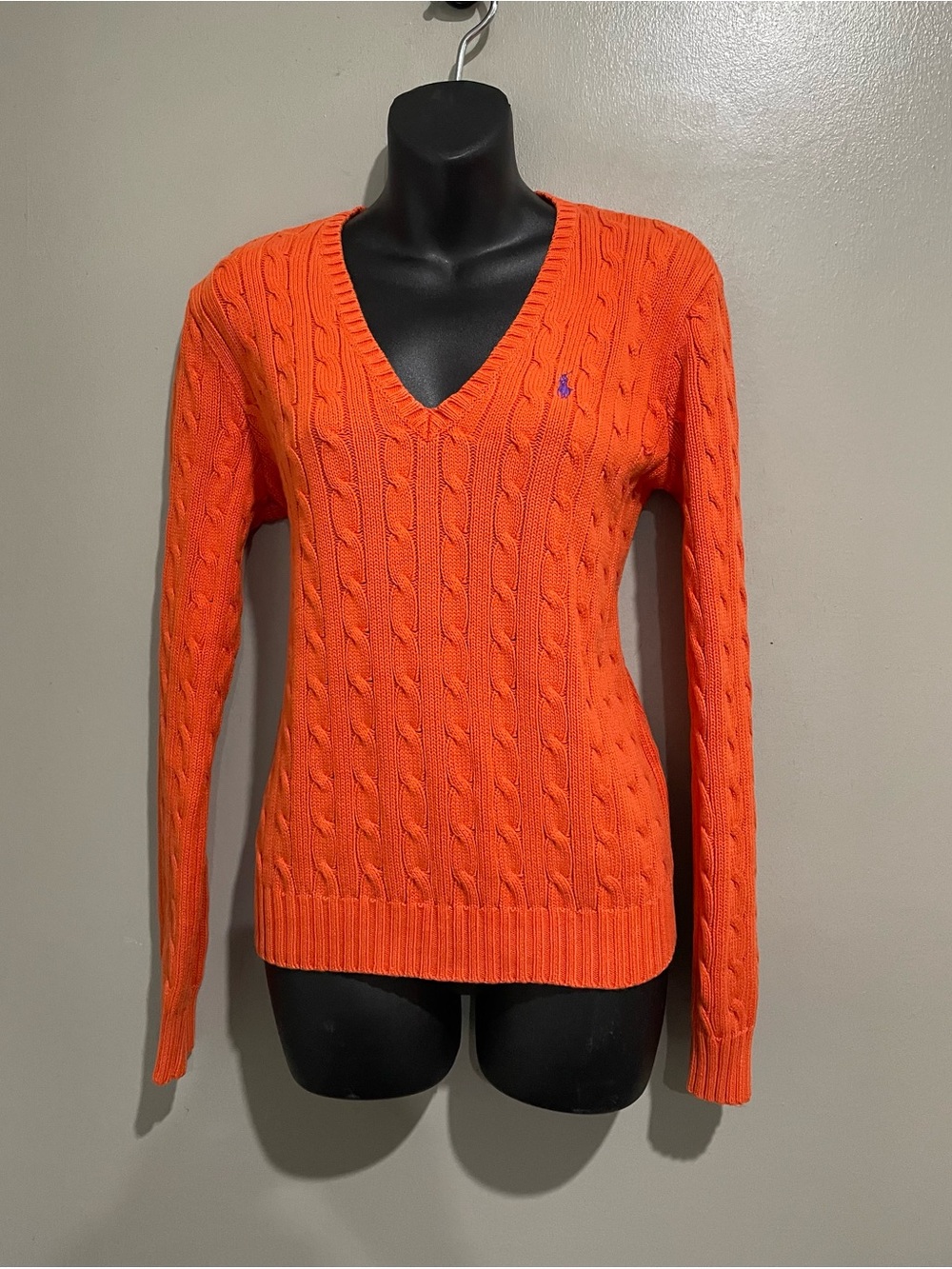 Ralph Lauren Orange Cable Knit Sweater